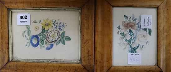 Two early 19th century floral watercolour drawings, dated 1833, maple framed largest 14 x 20cm.